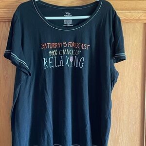Secret Treasures Black Relaxed Fit Women's 3X   T-shirt Top “Saturday’s Forecast